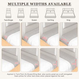 WUIOYNF Mattress Extender, Bed Gap/Space Filler, Headboard Pillow Between Headboard and Mattress or Wall, High-Density Foam with Removable Cover（Light Grey-Queen-60 * 4 * 12in）