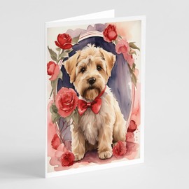 Caroline's Treasures DAC4594GCA7P Wheaten Terrier Valentine Roses Greeting Cards Pack of 8 Blank Cards with Envelopes Whimsical A7 Size 5x7 Blank Note Cards