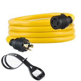 Yodotek 10 FEET Heavy Duty Generator Locking Power Cord NEMA L14-30P/L14-30R,4 Prong 10 Gauge SJTW Cable, 125/250V 30Amp 7500 Watts Yellow Generator Lock Extension Cord with UL Listed…