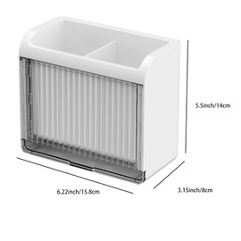 Nayubo Hanging Utensil Holder Wall Mounted Storage Organizer Rack with 2 Compartments Kitchen Countertop Cutlery Storage Caddy for Chopsticks, Spoons, Forks (White)