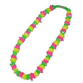 Tiger Smile Real Chips Puka Shell Choker Necklace 18" Neon Colors Pink Yellow Green