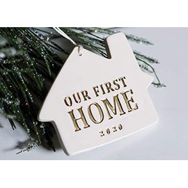 Susabella - First Home Christmas Ornament - Our First Home 2020, Homeowner Gift or Housewarming Gift for Couple, Ceramic Home Ornament