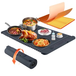 Food Warming Mat - Electric Warming Tray for Buffets Party and Home Daily Use,10H Timer, Child Lock, Auto Shut-Off Portable Silicone Heat Pad for Travel & Dining, Grey