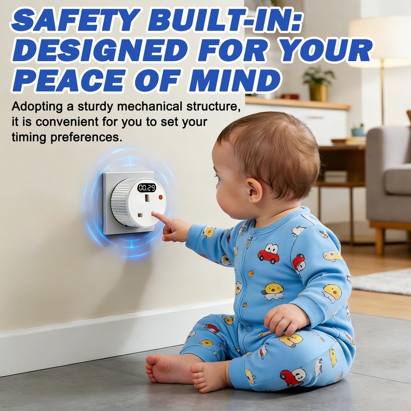 PRITOK 2 Pack Countdown Timer Plug Socket with LED Display: