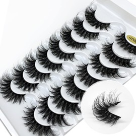KOKAY False Eyelashes Russian Strip Lashes Faux Mink Lashes 8 Pairs DD Curl, Reusable Fluffy 3D Fake Eyelashes Thick Soft Waterproof for Gift (K006,17MM)