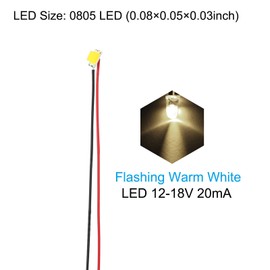 PATIKIL 12-18V 0805 Pre Wired LED, 20Pcs 7.8" Pre-soldered Micro Surface Mount Device Light Emitting Diodes with Edge for Home Decor Model Build,Warm White
