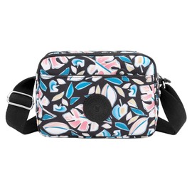 FAVORTALK Women's Cross-Body Bags Small Floral - Multi Pocket Handbag Waterproof Cross Body Bag Womens with Adjustable Strap for Shopping Work - B35719