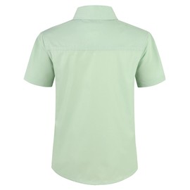 Spring&Gege Boys' Short Sleeve Dress Shirts Formal Uniform Poplin Solid, Light Green, U.S.Size 7