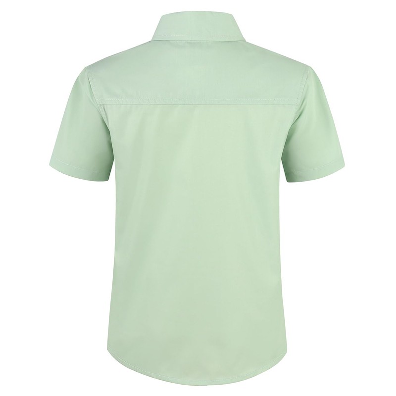 Spring&Gege Boys' Short Sleeve Dress Shirts Formal Uniform Poplin Solid,