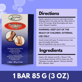 Arymar Psoriasis Bar Soap (3 oz) - Gentle Cleansing Formula for Sensitive Skin, Promotes Healthy Skin