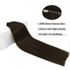 DOORES Clip-In Real Hair Extensions, Dark Brown, 40 cm, 16