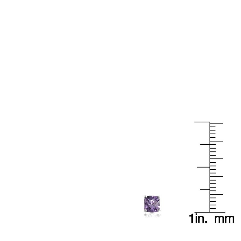 Sterling Silver 6mm Cushion-Cut Amethyst Stud Earrings
