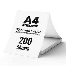 200 Sheets Thermal Paper A4 Foldable for Portable Printer, Compatible with HPRT/iDPRT/PRT Portable Printer and Any Other Portable Thermal Printer