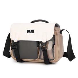 BESMART Waterproof Professional Camera Bag with Tripod & Trolley Sleeve, Shockproof Camera Case Shoulder Bags for DSLR/SLR/Mirrorless Cameras, Crossbody Sling Soft Padded Photography Bag (Khaki)