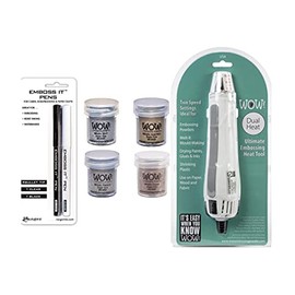 Embossing Starter Kit: Wow Heat Tool Machine, Emboss It Pens, Wow Gold, Silver, Platinum and Copper Powder Set