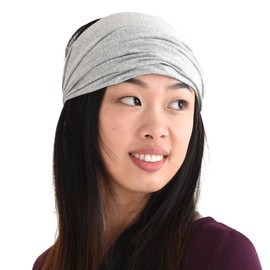 Wide ORGANIC Cotton Bandana Headband - Womens Mens bandana headbands Headwrap Elastic Head Bands Light Grey M