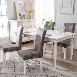 ARNTY Chair Covers, Set of 4/6, Jacquard Dining Room Chair Covers, Swing Chairs, Universal Covers for Chairs for Dining Room, Hotel, Kitchen, Ceremony (Grey Modern, Set of 6)