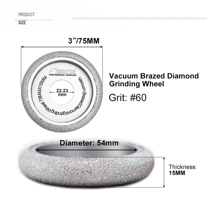 SHDIATOOL 3 Inch Profile Hand Diamond Wheel Height 15mm Convex