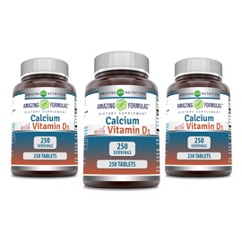 Amazing Formulas Calcium with Vitamin D3 Supplement | Tablets | Non-GMO | Gluten-Free | Made in USA (3 Pack | 240 Count)