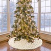 Alynsehom Christmas Tree Skirt, Large White&Gold Bronzing Luxury Faux Fur