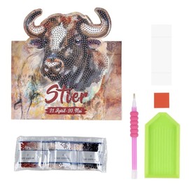 Ideen mit Herz Diamond Painting Stand Card | 370 g/m² | 16.3 cm x 16 cm | Includes Envelope & Tools (Taurus Zodiac Sign)