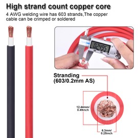 iGreely 4 Gauge Wire Flexible Welding Battery Pure Copper Cable, Upgraded Heavy-Duty Insulation 4 AWG Battery Cable for Car,Auto,Solar,Marine,Generator,Inverter-10 Feet Each Black&Red