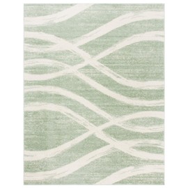 SAFAVIEH Adirondack Collection Area Rug - 9' x 12', Sage & Cream, Modern Wave Distressed Design, Non-Shedding & Easy Care, Ideal for High Traffic Areas in Living Room, Bedroom (ADR125X)