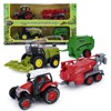 VBACALA Die-Cast Tractor Toy, Tractor with Trailer Combine Harvester Set,