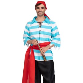 Leg Avenue Men's Pillaging Pirate Costume, Blue/White, X-Large