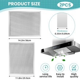 2 Pcs BPS1FA30 Range Hood Grease Filter, 11-3/4"x14-1/4"x3/8" Range Hood Filter for Allure, Compatible With Broan-NuTone QS1 WS1 series, Replaces 99010299, AP3378953, S99010302, BPS2FA30, 99010305D