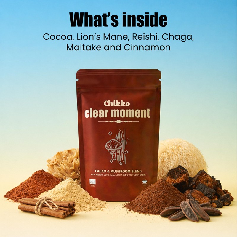 Chikko Clear Moment Mushroom Coffee Latte Mix with Reishi, Lion’s