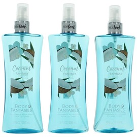 Parfums De Coeur Coconut Fantasy by Body Fantasies, 3 x 8 oz Fragrance Body Spray women