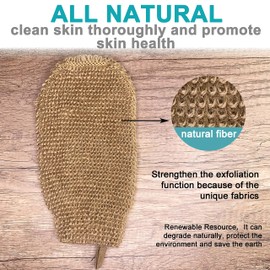 2 PACK 100% Natural Exfoliating Hemp Glove Mitt Mitten - Bath Sponge Scrubber Remove Dead Skin - Deep Clean & Invigorate Your Skin - Machine Wash and Dry - Double Sided Available