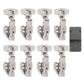 LOOTICH 110 Deg Kitchen Units Concealed Cabinet Door Mute Hinges 35mm Soft Close Half Overlay Mounting 8 Piece (Include Drilling Jig)