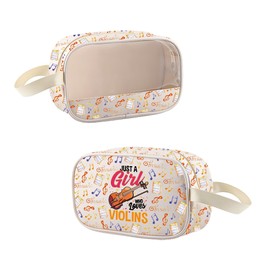 MEIKIUP Violin Clear Makeup Bag Musical Instrument Cosmetic Bag Who Loves Her Violin Travel Zipper Cosmetic Bag (CA Violins CMB)