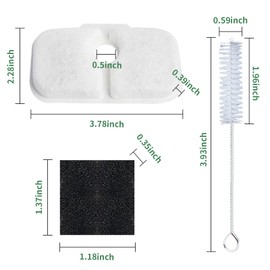 20 Pack Fountain Replacement Filters & 20 Pack Pre-Filter Sponges and a Cleaning Brush for PETLIBRO® Dockstream Cat Water Fountain PLWF005, PLWF105, PLWF115.
