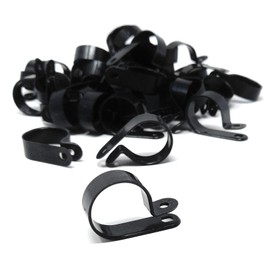 100pcs. P-Clips Plastic Nylon for Hose, Pipe, Cable, Wire, Tubing Wall Clamp Mount (Black, 15.8mm)