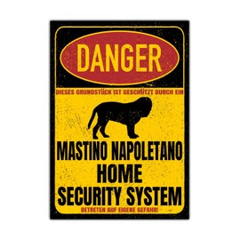 Mastino Napoletano Danger Security System Door Sign Dog Sign