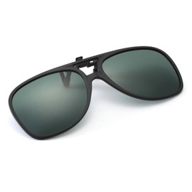 Long Keeper Polarised Sunglasses Clip for Glasses Wearers - Aviator Sunglasses Attachment Polarised Clip On Sunglasses for Men Women 54 mm, dark green