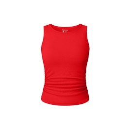 OQQ Womens Sleeveless Crew Neck Tank Top Casual Basic Cotton Fitted Stretch Clothes Outfits 2025 Red