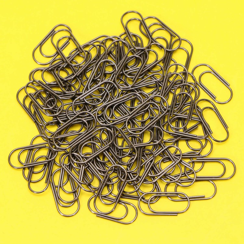 ONLYKXY 100 Pieces 16mm MIni Black Nickel Paper Clips, Retro