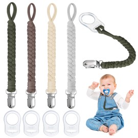 Aolso Dummy Chains, Cotton Dummy Chains, 4 Pieces Baby Dummy Chain Clips, Dummy Chains for Girls and Boys, Dummy, Braided Dummy Chain