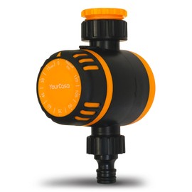 YourCasa Bewässerungsuhr MECHANISCH mit Filter [120 Min] - Zeitschaltuhr mit Schlauchkupplung zur Bewässerung - Wasserhahn Garten Wasser Zeitschaltuhr Bewässerungsautomat Wasserzeitschaltuhr (Orange)