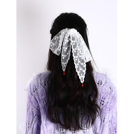 Lace Hair Accessories, Cute Flower Pattern Hair Band, Ribbon, Lace, Sweet, Princess Style, Forest Girl, Elegant, Red Beads, Swaying, Hair Arrangement, Hair Ornaments, Weddings, Graduation Ceremonies