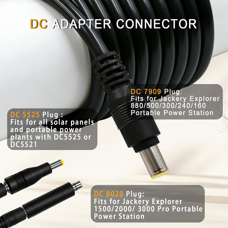 COMeap 6FT 2M 12AWG+14AWG Solar Connector to DC 8mm Adapter