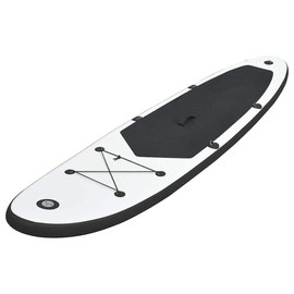 vidaXL Stand Up Paddle Board Set, Inflatable SUP, Black and White Design, Includes Removable Fin and Carrying Bag, UV Resistant, Puncture-Proof Material for Stability and Smooth Riding.