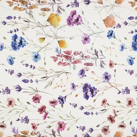 Kt KILOtela - Half Panama Fabric 100% Organic Cotton Oeko-Tex Standard 100 Length 100cm Width 280cm Garden Floral Orange Blue 1 Metre