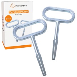 Preiswert&Gut 2 x Tongue Lock 125 x 25 mm and 2 x Square Keys 7-10 mm Made of Steel - Suitable for Doors, Flaps, Car Trailers and Motorhomes - Square Keys, Square Keys, Door Lock