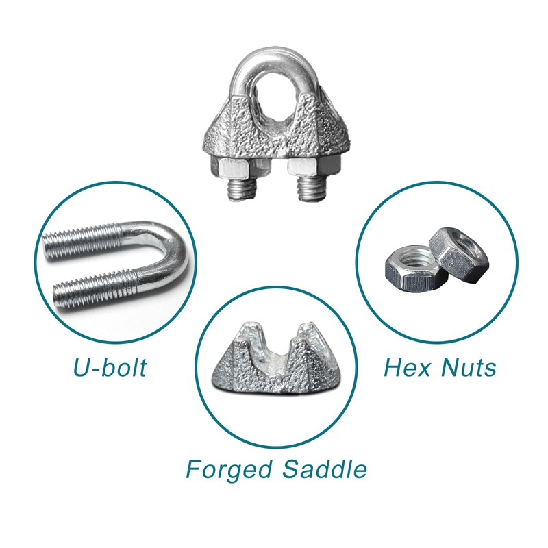 MENTBERY Wire Rope Clamp, 20PCS 1/8 Inches M3 Cable Clamps,