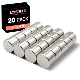 LYFUMAG 20PCS Rare Earth Magnets, 8x6mm Powerful Round Refrigerator Magnet Mini Magnets for Whiteboard, Small Strong Neodymium Disc Magnets for Crafts, Fridges, Office and School